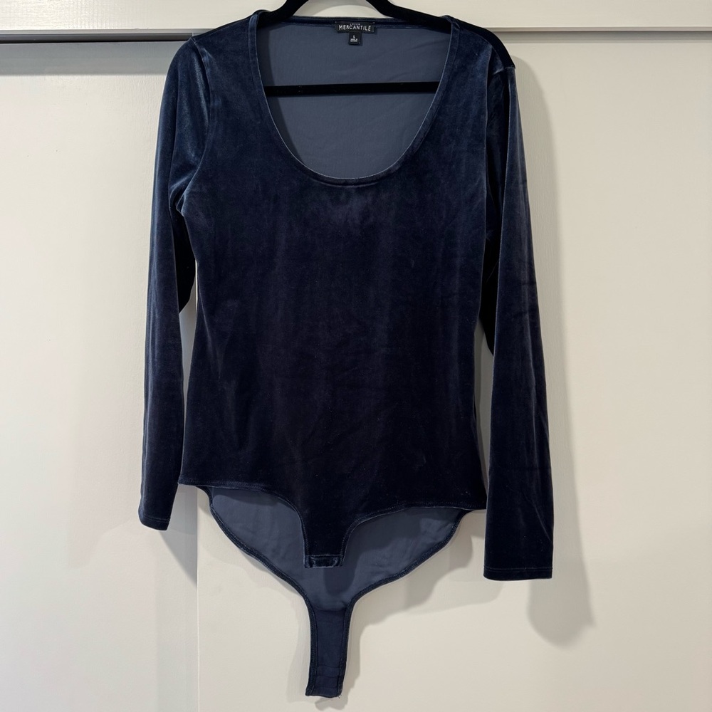 J.Crew Navy Blue Velvet Bodysuit